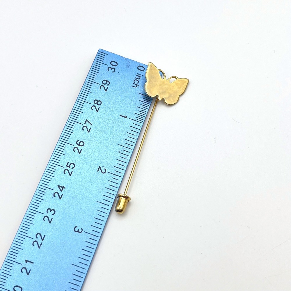 Vintage Gold Tone Butterfly Stick Pin Lapel Scarf Hat Pin Minimalist Whimsical - Picture 3 of 3
